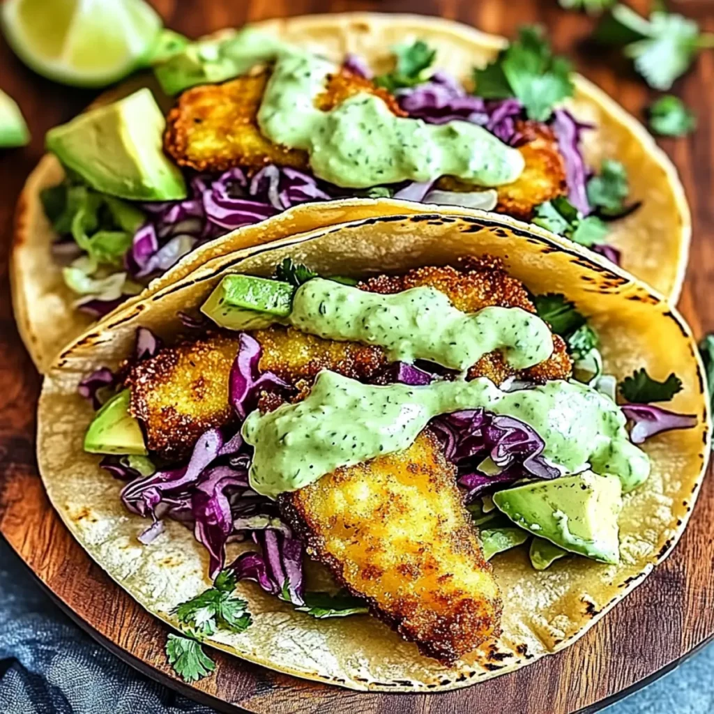 Crispy Fish Tacos with Avocado Crema