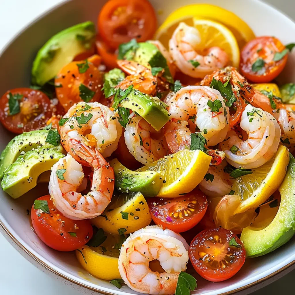 Lemony Shrimp Avocado Tomato Salad