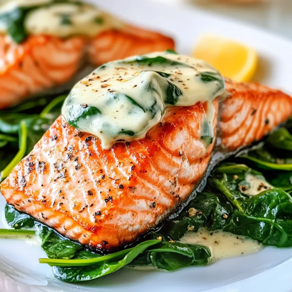 Baked Salmon with Spinach